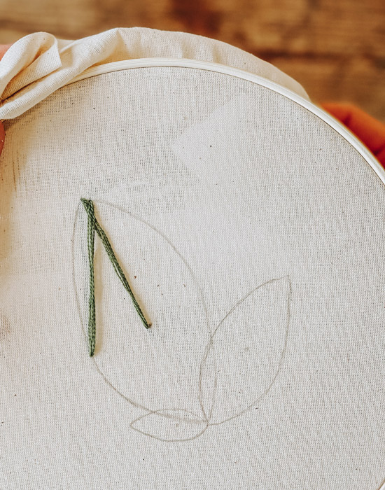Leaf Embroidered Tote Bag