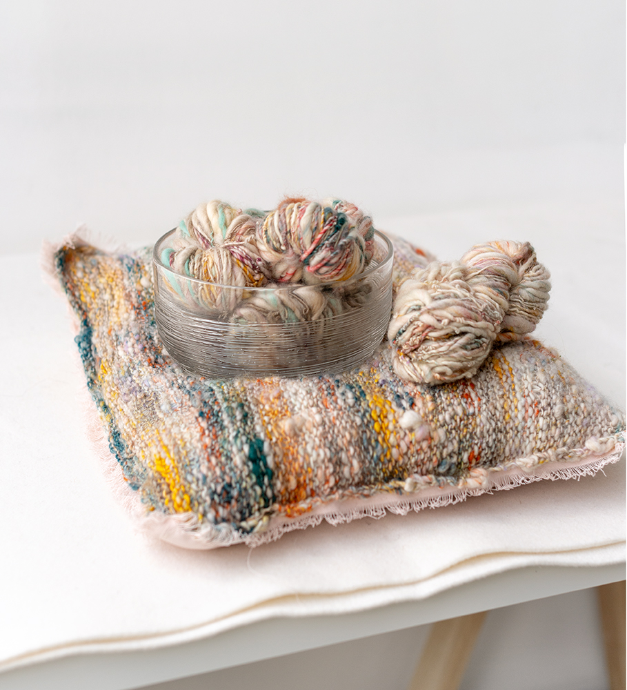 Handspun yarn pillow